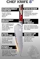 Vista 5 de Dalstrong Cuchillo de chef – 8 pulgadas – Serie Valhalla – Cuchillo de cocina de acero 9CR18MOV HC – Mango de resina roja y madera – Cuchillo