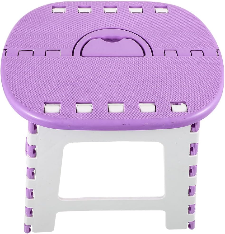 Folding Camping Stool Portable Plastic Outdoor Stool Compact Lightweight Footrest Seat for Fishing Hiking Beach Camping, 27cm Height, Purple