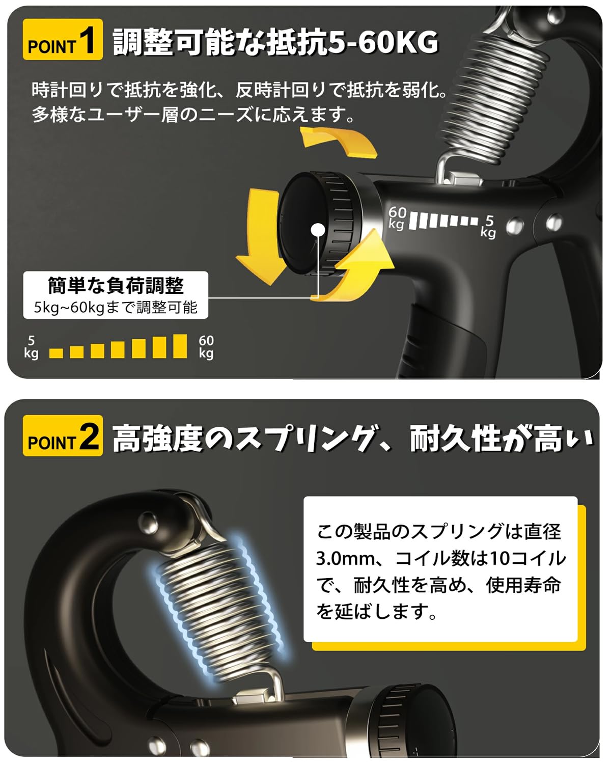 Amazon | Manfukuya ハンドグリップ 5-60KG カウンター付き握力