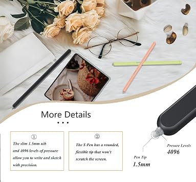 Galaxy Z Fold 6 S Pen Fold Edition for Samsung Z Fold6 5G Slim S Pen Stylus Compatible with Samsung Z Fold6 5G with Free Tips/Nib, Black