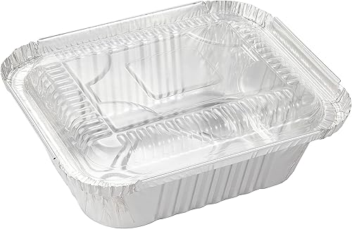 Miniatura 3 de Sartén de papel de aluminio de 5.5 x 4.5 pulgadas (paquete de 50) utensilios de cocina desechables con tapasrecipientes de alimentos de papel de