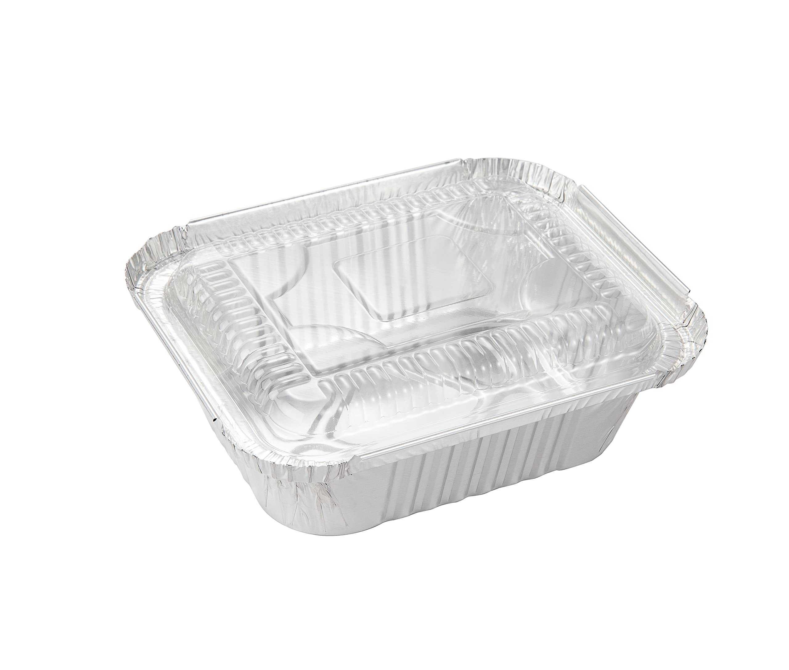 Waytiffer Sartenes de aluminio para llevar de 1 libra con tapas transparentes/recipientes de papel de aluminio para alimentos/preparación de comidas, sartenes de goteo para congelador, barbacoas