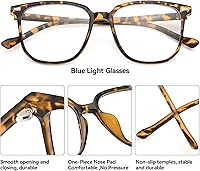 Vista 3 de Dollger Lentes de luz azul para mujer, lentes de bloqueo de luz azul retro para computadora, marco de lentes para hombre