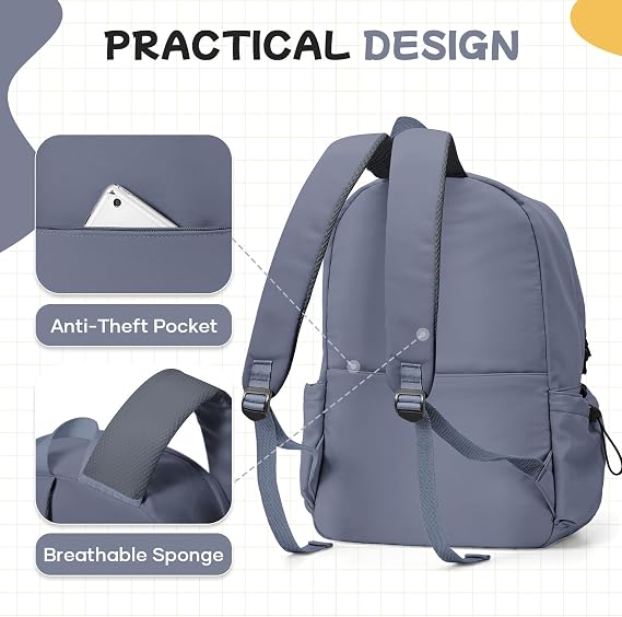 HYC00 School Backpack Womens Secondary Causal Travel High School Bags for Teenage Girls Boys 14 Inch Laptop Backpack Rucksack Bag for Women College Bags Water Resistant Work Back Pack,A10-Blue Purple