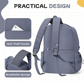 HYC00 School Backpack Womens Secondary Causal Travel High School Bags for Teenage Girls Boys 14 Inch Laptop Backpack Rucksack Bag for Women College Bags Water Resistant Work Back Pack,A10-Blue Purple