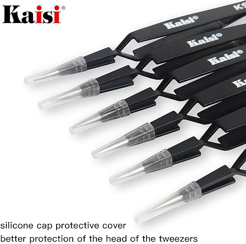 Miniatura 5 de Kaisi - Juego de 6 pinzas de bloqueo cruzado, juego de pinzas de acero inoxidable antiestáticas para manualidades, joyería, electrónica, trabajo de