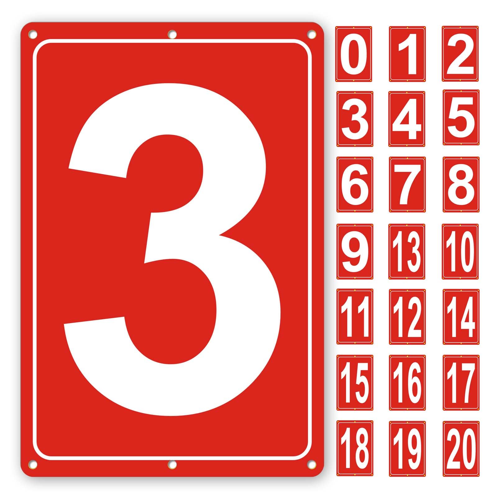 Numbered Sign 3, Aluminum Number Signs for Tennis Court, 12x8 inches Signage for Parking Lots and Public Spaces, Weatherproof and Easy to Install