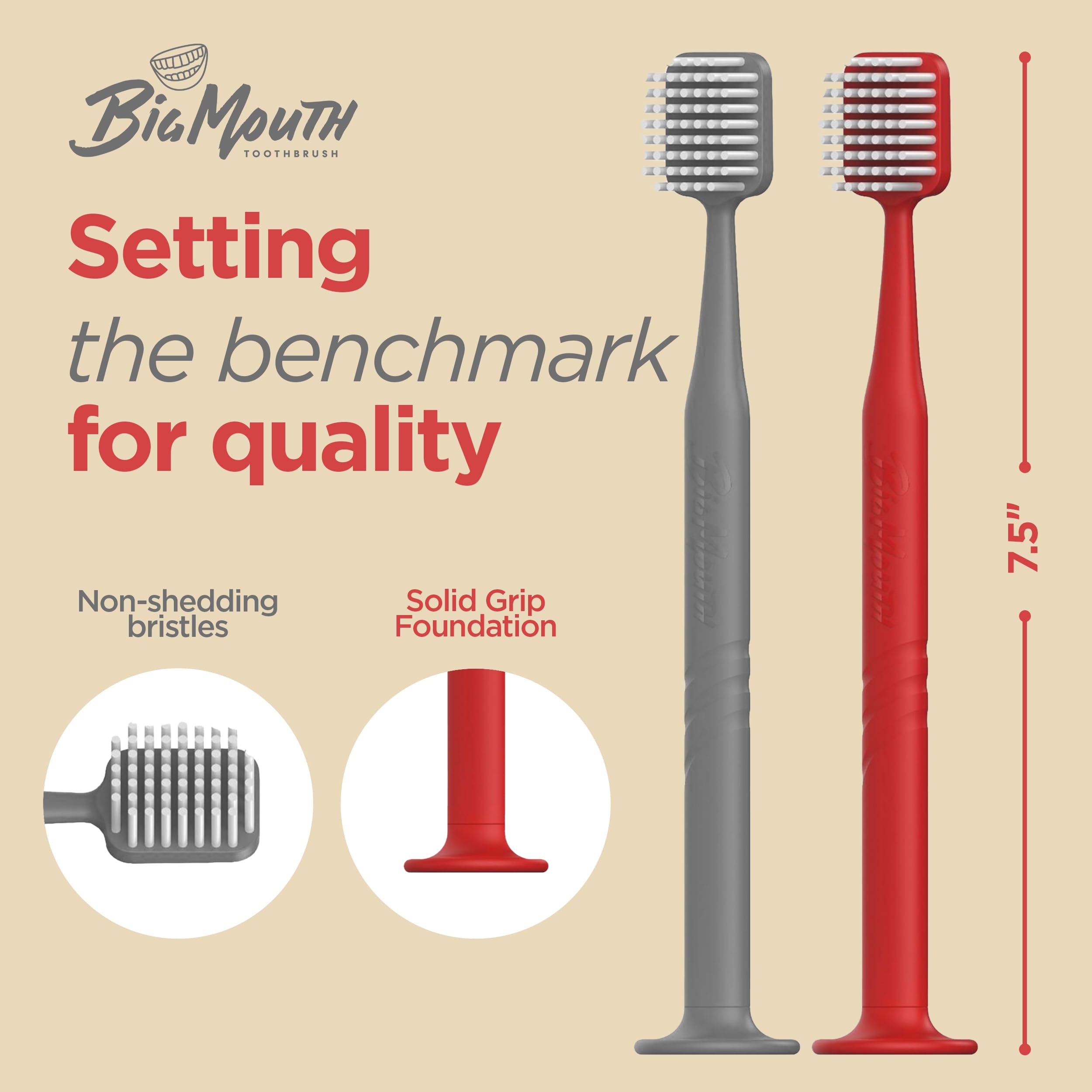 Cepillo de dientes manual de boca grande – Cepillos de dientes suaves de cabeza ancha para adultos – Cepillo de dientes de cerdas suaves de cabeza grande de alta calidad para una máxima cobertura,