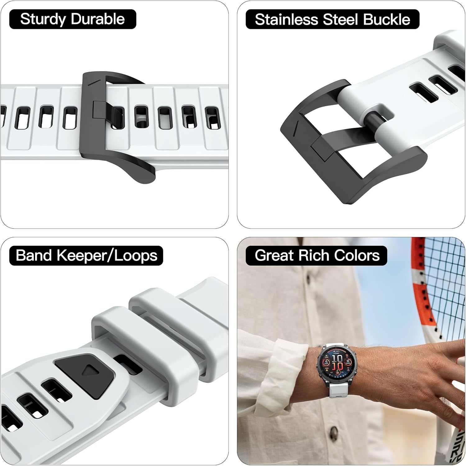 OVERSTEP Watch Bands Compatible with Fenix 8 Solar/Amoled 47mm 22mm Soft Siliocne Strap for Garmin Fenix 5/Fenix 5 Plus/Fenix 6/Fenix 6 Pro/Fenix 7 Smartwatch - Image 6