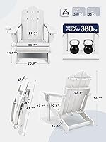 Vista 3 de KINGYES Juego de 2 sillas Adirondack de HDPE con respaldo ajustable plegable, color blanco