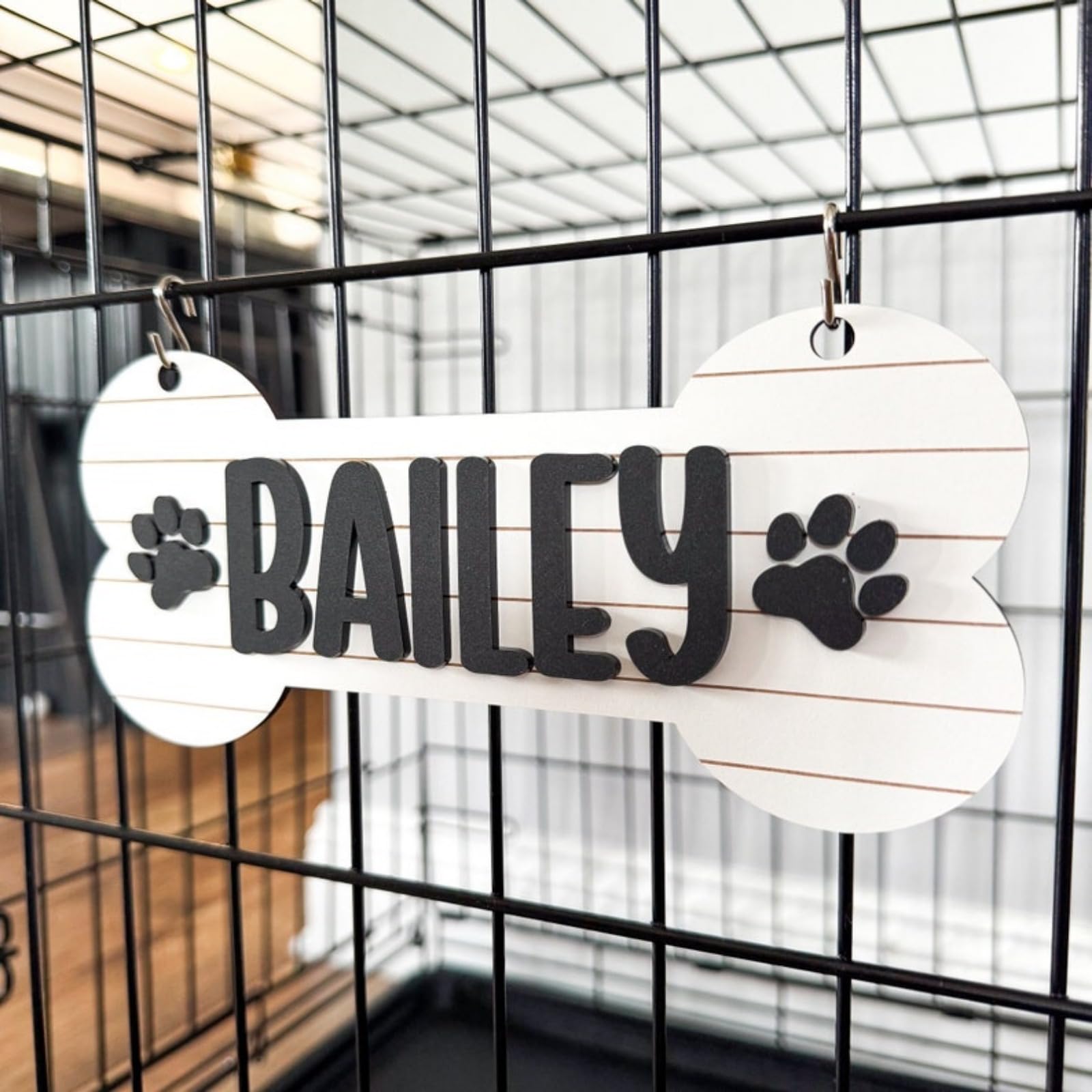 Personalized Dog Crate Sign,Personalized Kennel Name Plate Dog Paw Crate Pet Tag Doghouse Sign Accessories,Gift for Pet Lover (Style 1)