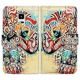 Bfun Packing Colorful Floral Elephant Wallet Leather Cover Case for Samsung Galaxy Note 4