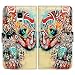 Bfun Packing Colorful Floral Elephant Wallet Leather Cover Case for Samsung Galaxy Note 4