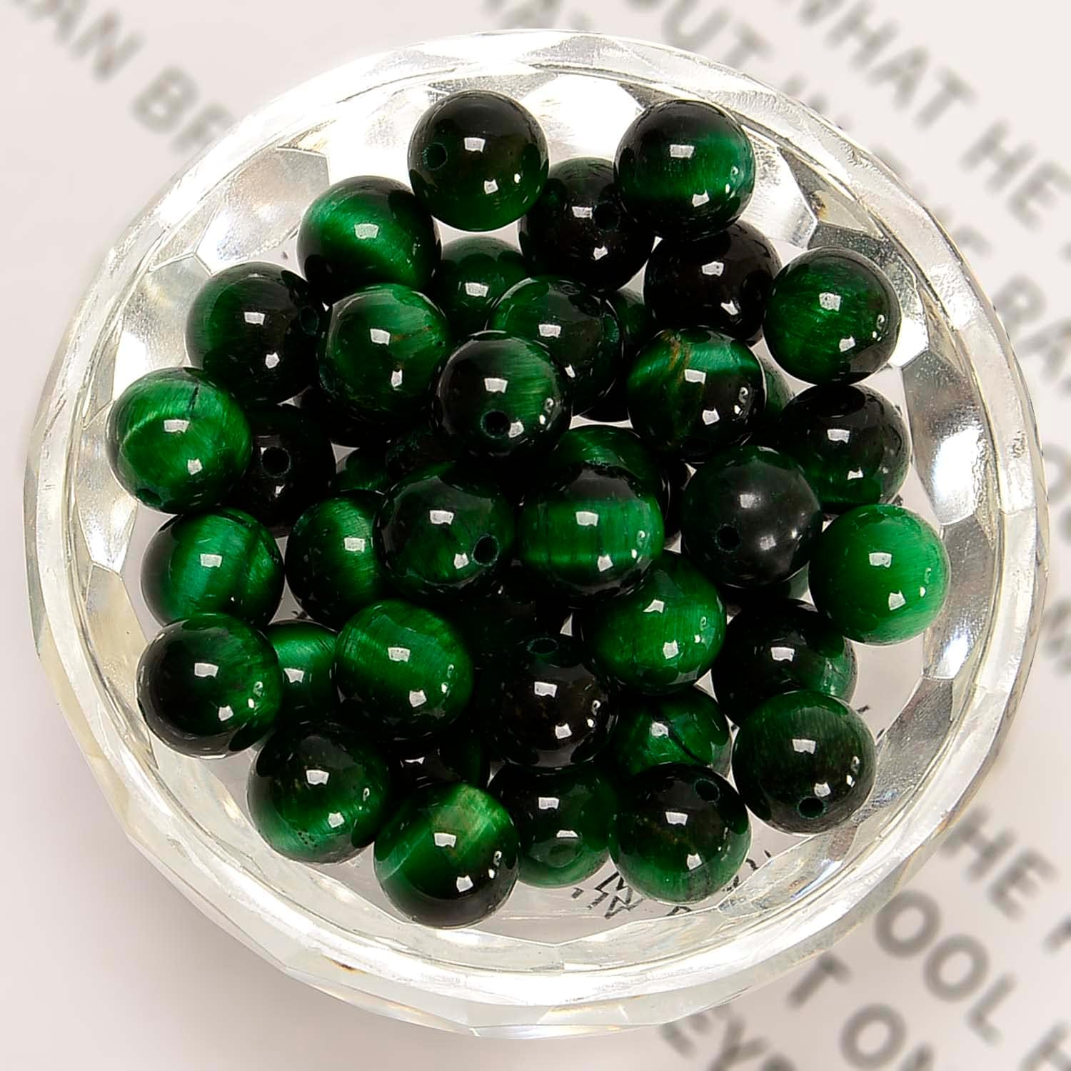 NCB 100pcs Original Natural Stone Beads Gemstone Round Loose Beads 6mm 8mm 10mm (Green Tiger's Eye, 6mm 100Beads) - Image 2