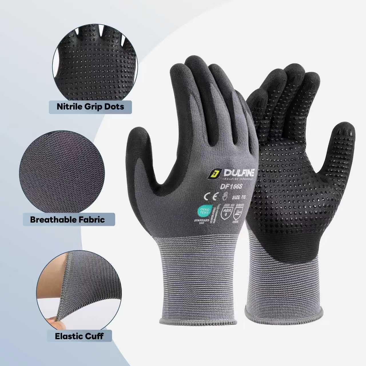 DULFINE Work Gloves for Men & Women,6 Pairs Pack,Touchscreen MicroFoam Nitrile,Ideal for General Purpose,Home Improvement - Image 2