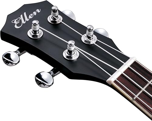 Miniatura 9 de Guitarra eléctrica hawaiana Ellen Concert estilo ukelele de 23 pulgadas Spruce Mahogany Ukulele Hawaii, Negro