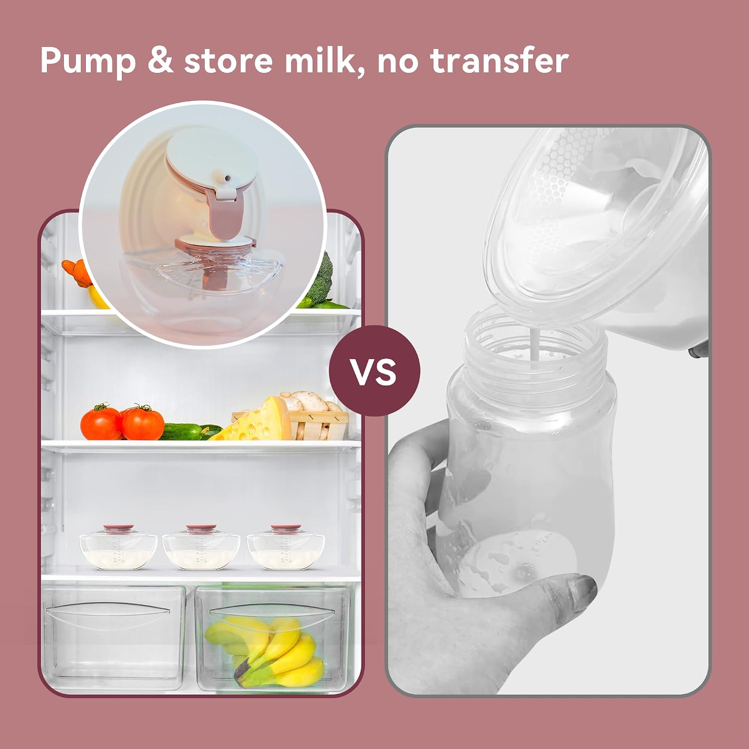 Breastmilk Collection Compatible with Momcozy M9 Replacement Parts, M9 Breast Milk Storage Bottle with Silicone Lip, Pack of 2