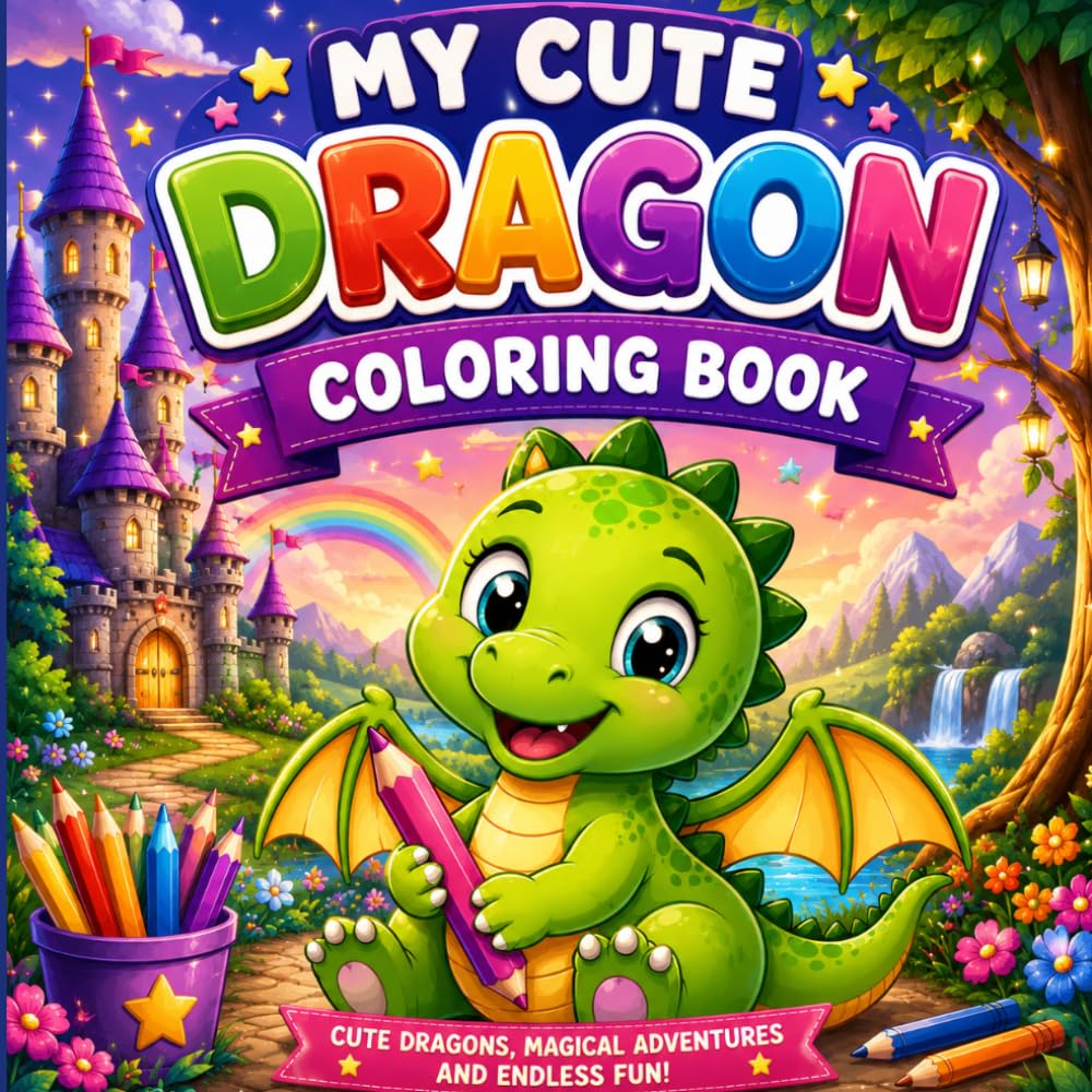 My Cute Dragon: Simple and cute Dragon coloring Book