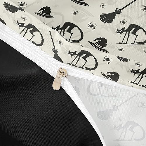 Miniatura 4 de Erosebridal Juego de ropa de cama de gato negro, decoración de Halloween, sombrero de bruja, funda de edredón de araña gótica para niños y