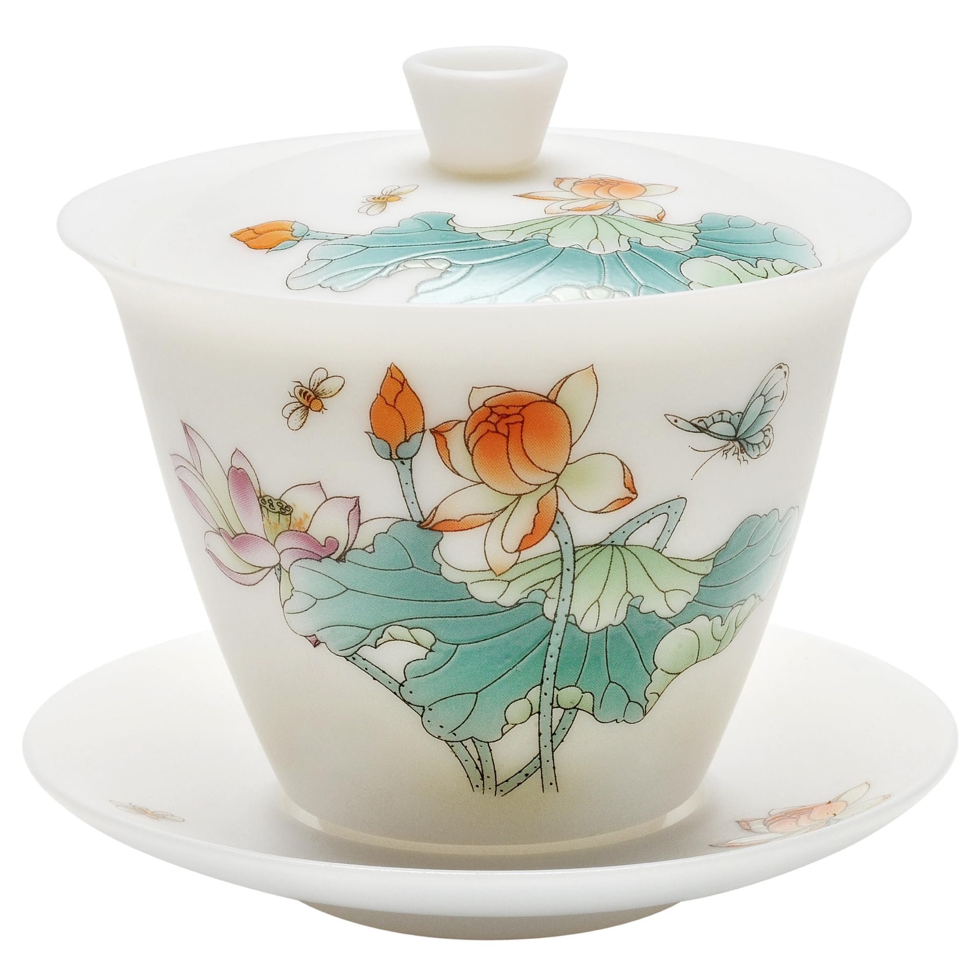Tasses à thé Gaiwan porcelaine blanche non émaillée QinLian