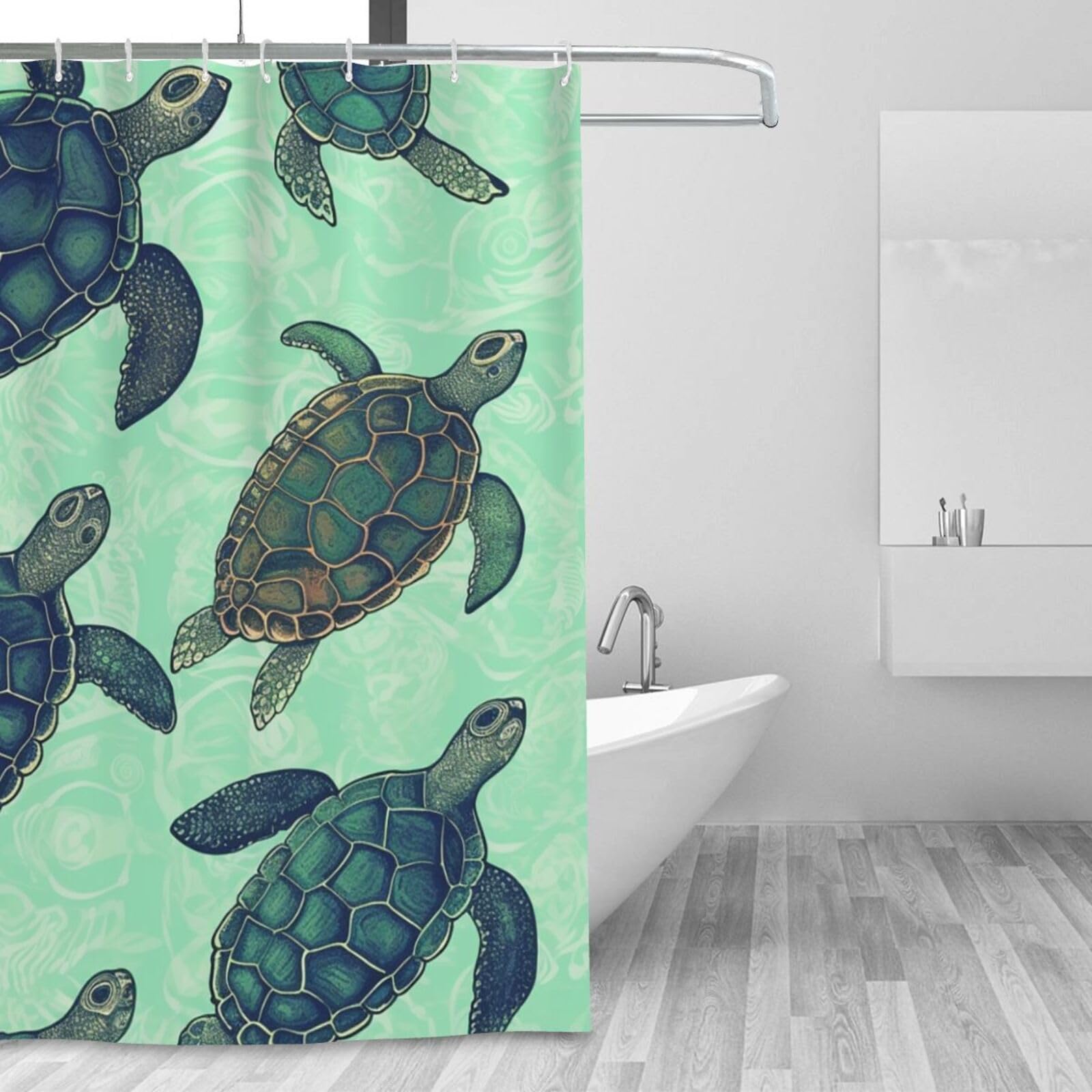 Rideau de douche tortue pour décoration de salle de bain zen et moderne