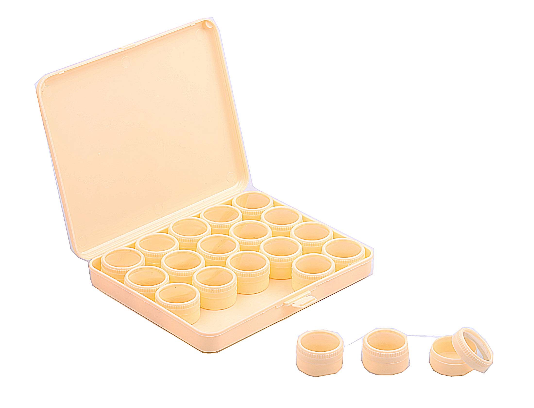 Mpyramid storage Plastic Tin in cream 20 for - plastic tin parts jewelery Kunstoffkassete pill Box boxes making Kleinteilebox with transparent spice box Dosenset cover etc small x