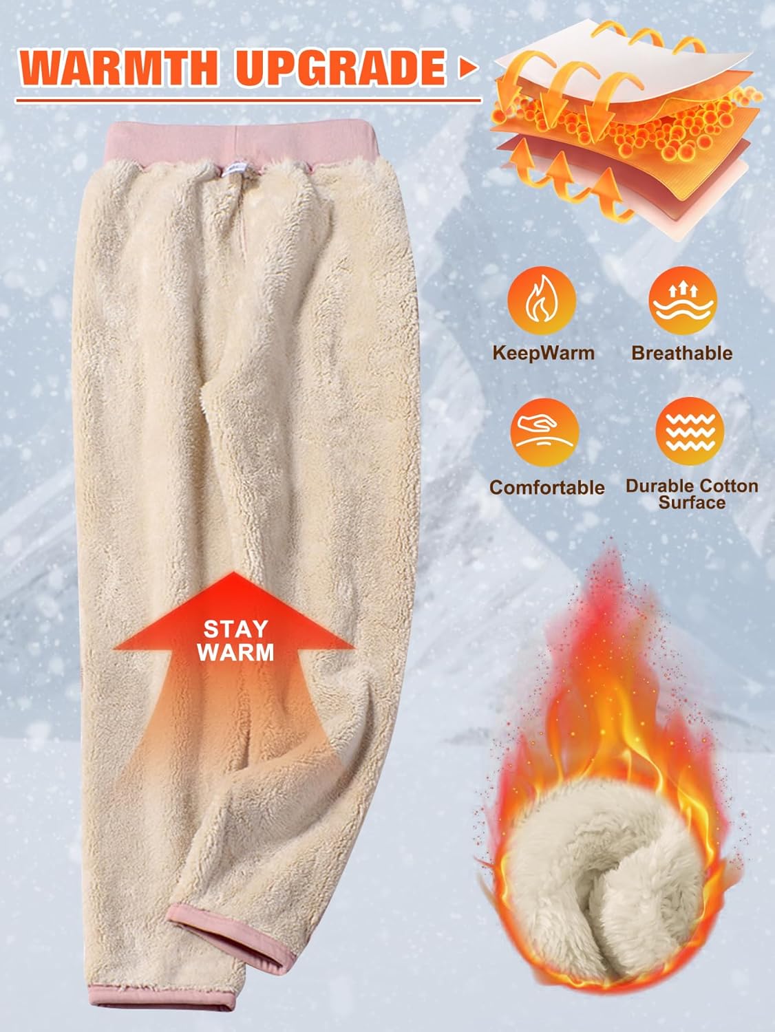 Gihuo Women's Winter Fleece Pants Sherpa Lined Sweatpants Active Running Jogger Pants - Image 4