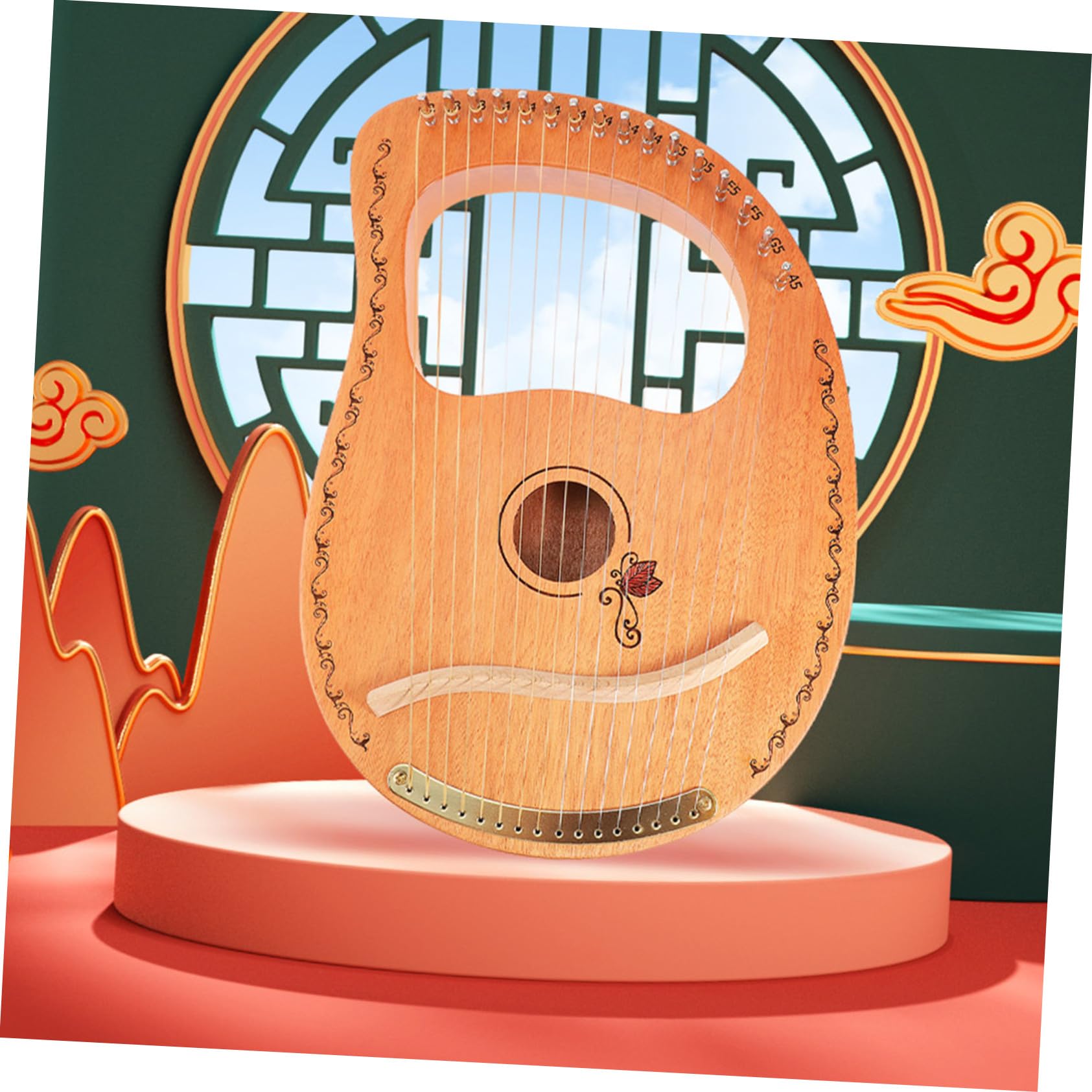 Zarte Lyra Harfe mit Glatter Oberfläche und für Harfe Musikliebhaber Anfänger Musikinstrument 16-saitige Tragbarem Design