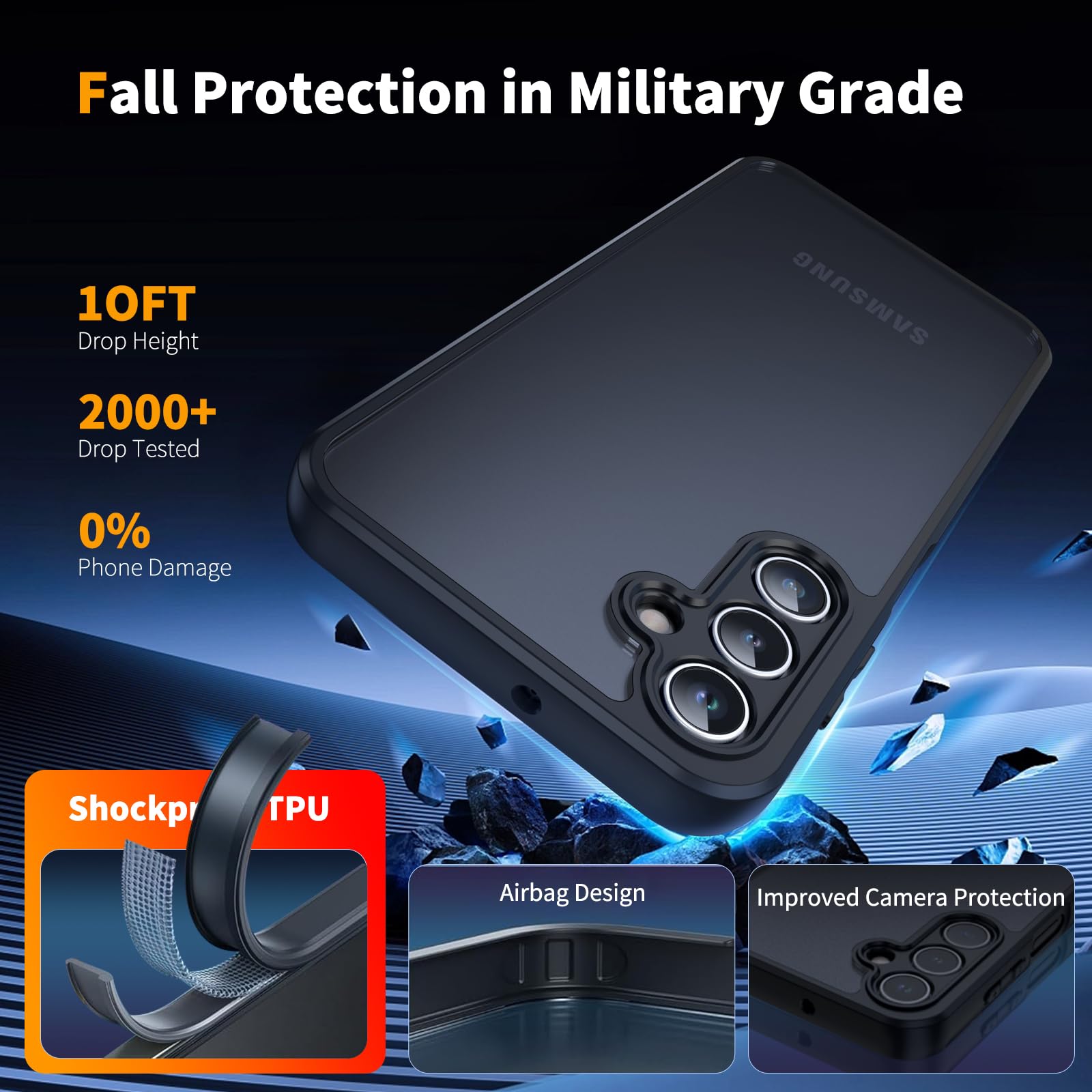 COPIKE Cover Opaca per Samsung Galaxy A26 5G e Protezione Fotocamera con 2 Pezzi Vetro Temperato, [Antiurto Grado Militare] Custodia Posteriore Glassata Traslucida Anti-Impronte, Nero