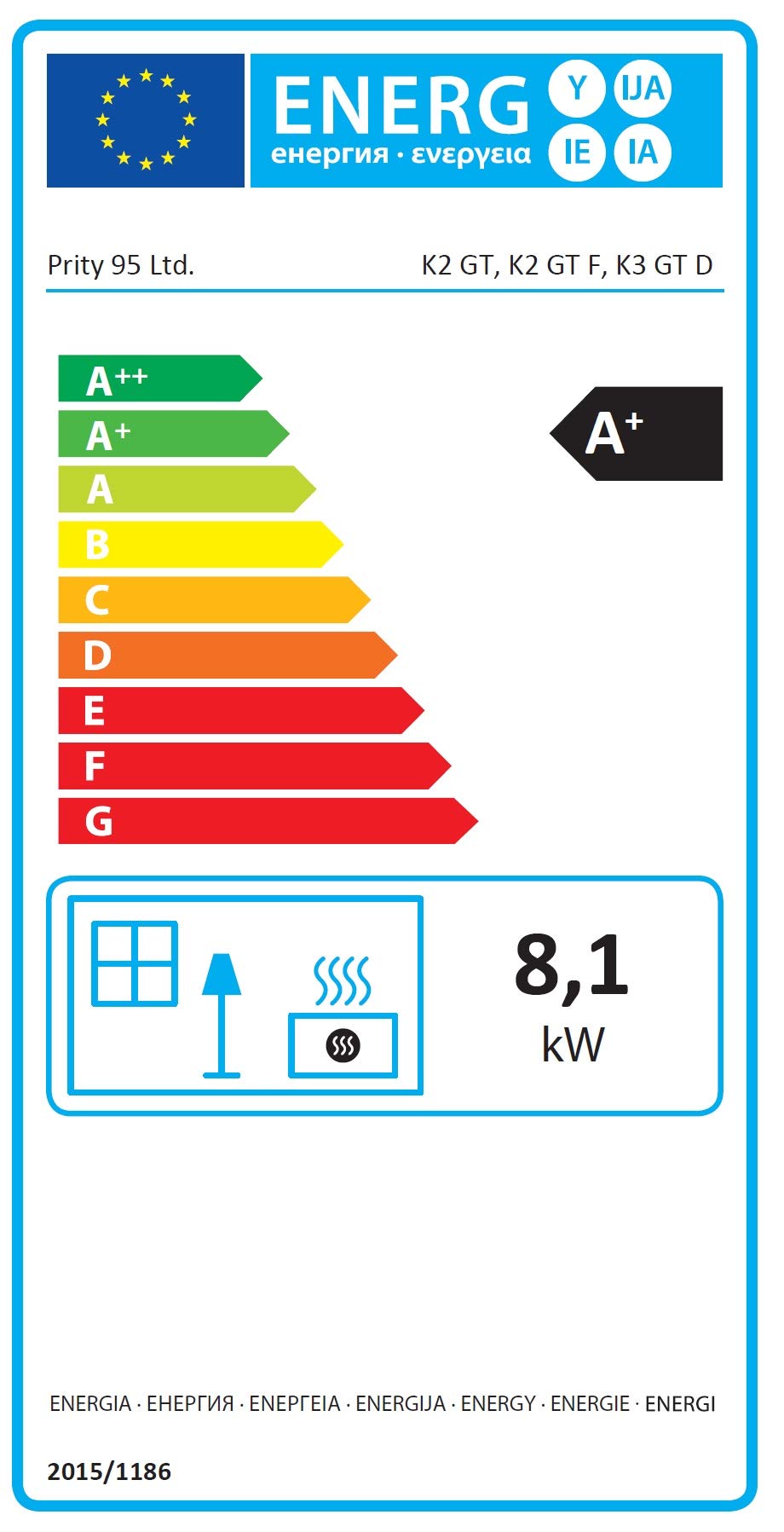 EEK A+ piec kominkowy Prity K2 GT Bordeaux, odporny na działanie stałego ognia – 8,1 kW