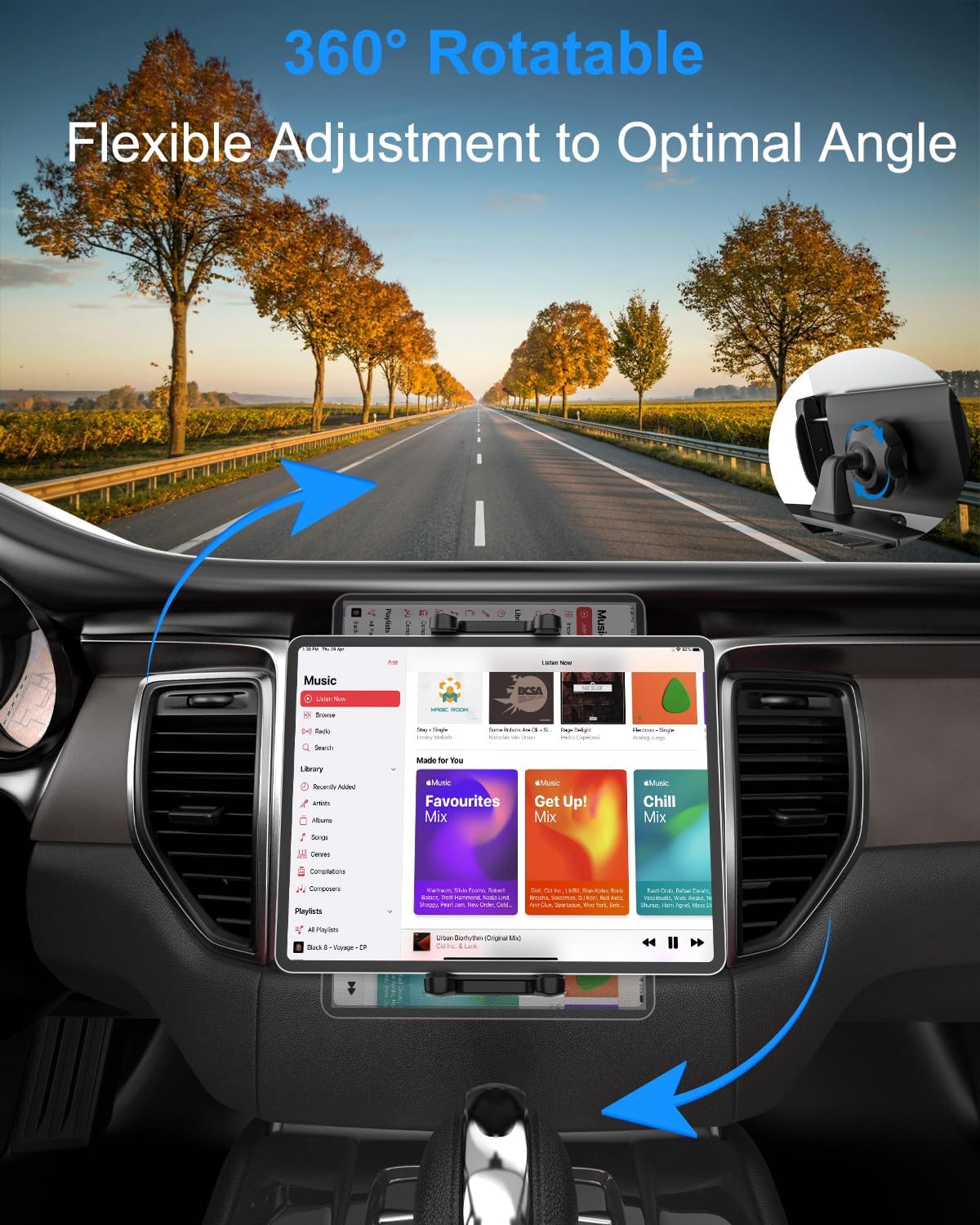 CD Slot Car Tablet Mount for 4-13in iPad & Phone, Universal CD Player Tablet Holder with 360 Rotation for iPad Pro 12.9 11 10.5 9.7, iPad Air Mini 5 4 3 2 1, Samsung Galaxy Tabs, iPhone etc