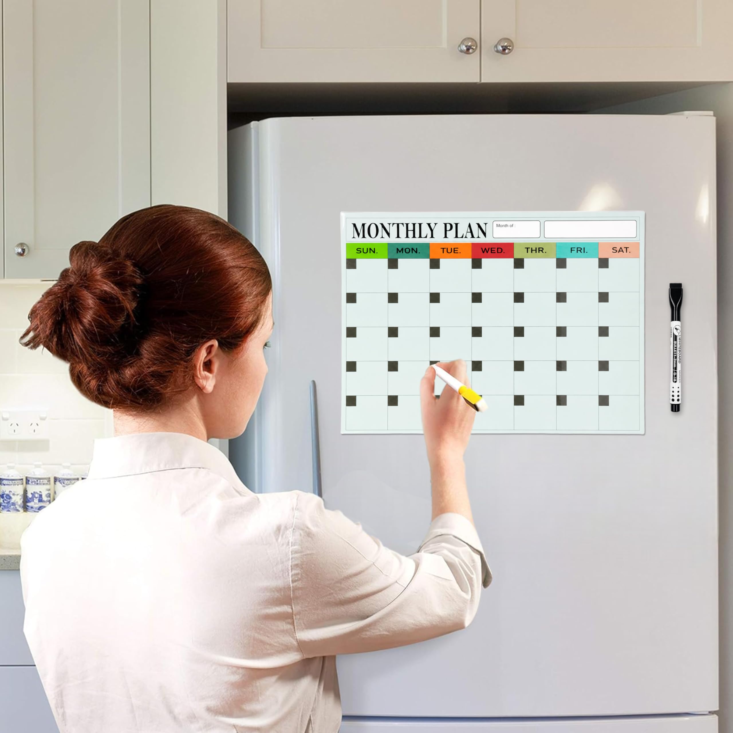 Eduway Magnetic Weekly Schedule | Daily Routine Planner | For Fridge, Wardrobe | With 1 Marker | Ideal for College, Home | Dry Erase Whiteboard Time-Task Planning Calendar Sheet Pack of 1 (12*18 inch)-image-14