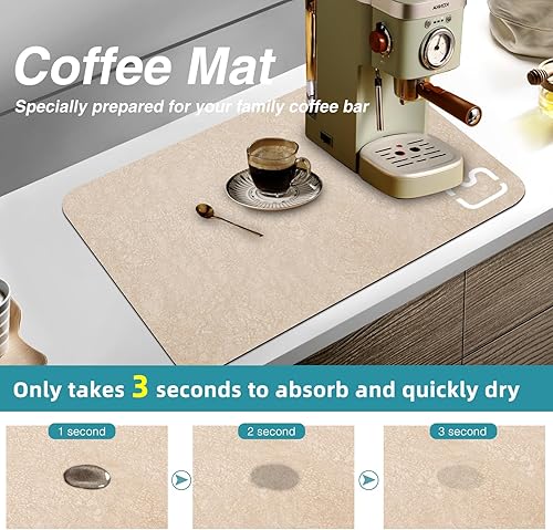 Miniatura 5 de Tapete de secado de platos para encimera de cocina, tapete de secado de platos antideslizante con parte trasera de goma absorbente fácil de limpiar,