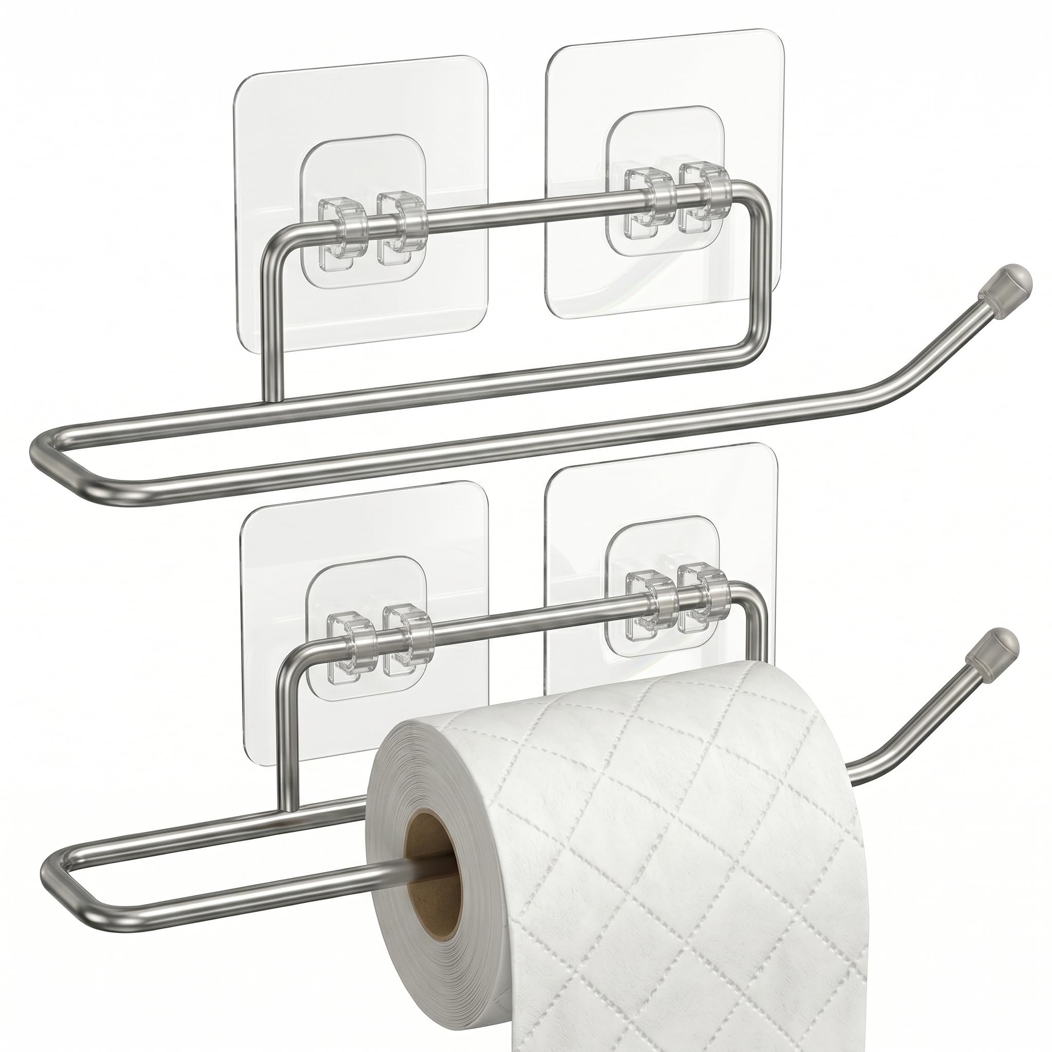 2 Pcs Tissue Paper Holder Stainless Steel | Self Adhesive Toilet Paper Roll Holder for Bathroom | Wall Mount Tissue Roll Holder | Kitchen Paper Roll Holder | Multipurpose Bathroom Accessory-image-34