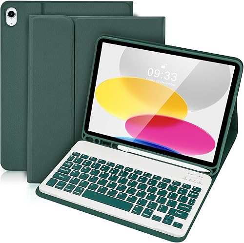 Miniatura 13 de SOPPY Funda con teclado Bluetooth para iPad de 11ª generación (A16) de 11 pulgadas 2025, 10ª generación de 10.9 pulgadas 2022, funda protectora