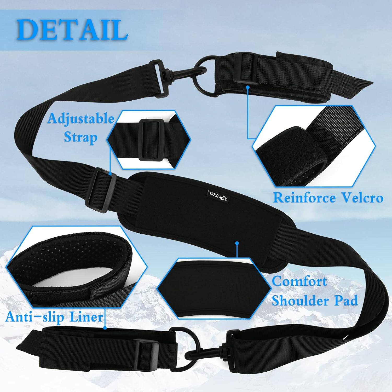 Cosmos Ski and Boot Carrier Strap Ski Poles Boots Skiing Accessory Carry Set, Adjustable Ski Shoulder Sling with Cushioned Ski Holder for Snowboard, Skis, Boots, Ice Skates, Rollerblades and Scooter : Sports & Outdoors
