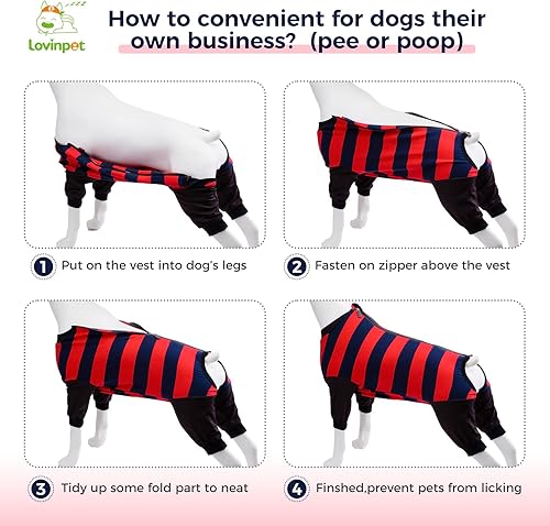 Miniatura 6 de LovinPet Camiseta de recuperación para perro Pitbull, antilamedas, traje cómodo para herida abdominal después de cirugía, diseño recortado de