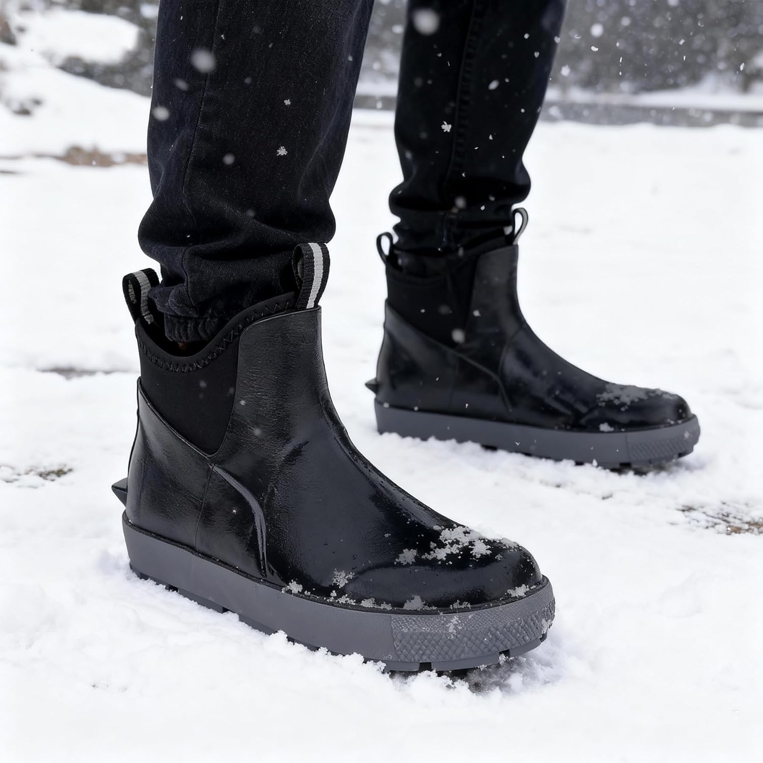 Men's Ankle Rain Boots Waterproof Deck Boots Booties Rubber Boots Men Anti-Slip Comfort Lightweight Gardening Shoes for Fishing Yard Farm Outdoor Work Boating - Image 3