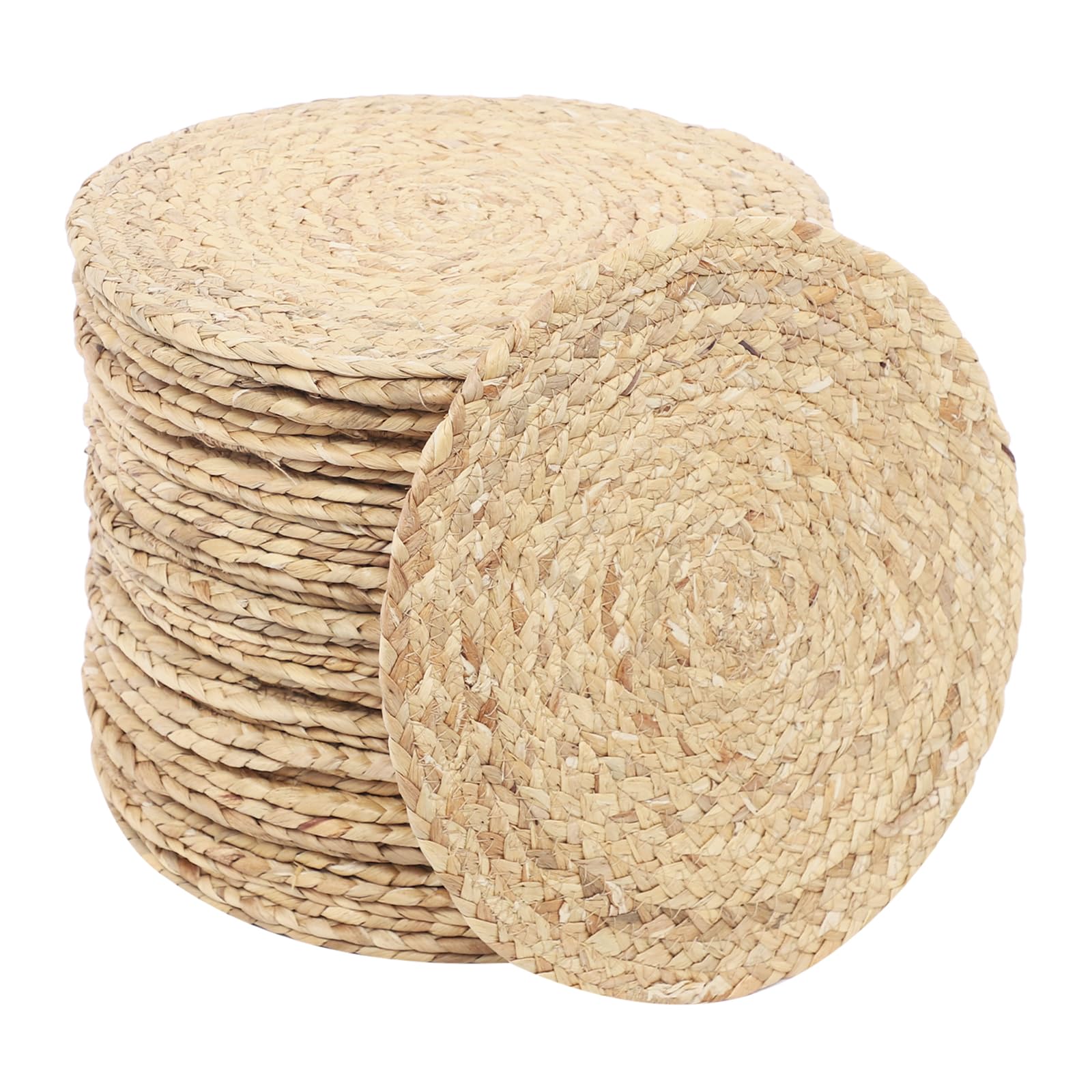 Lot de 40 sets de table ronds, style bohème naturel, 30 cm, tressés en spirale, inserts gastronomiques dans les restaurants et nappes (couleur naturelle, 40 pièces)