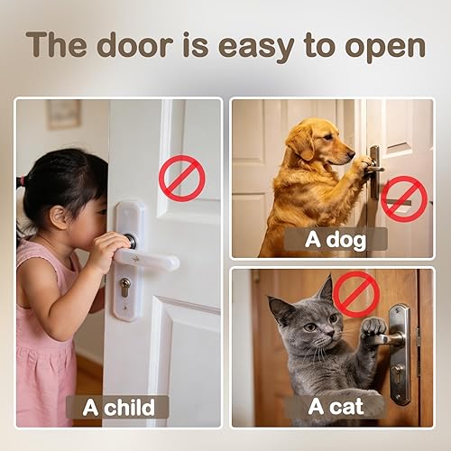 Miniatura 3 de Cerradura de palanca de puerta a prueba de niños (paquete de 2) cerraduras de puerta para seguridad de los niños, evitar que los bebés abran