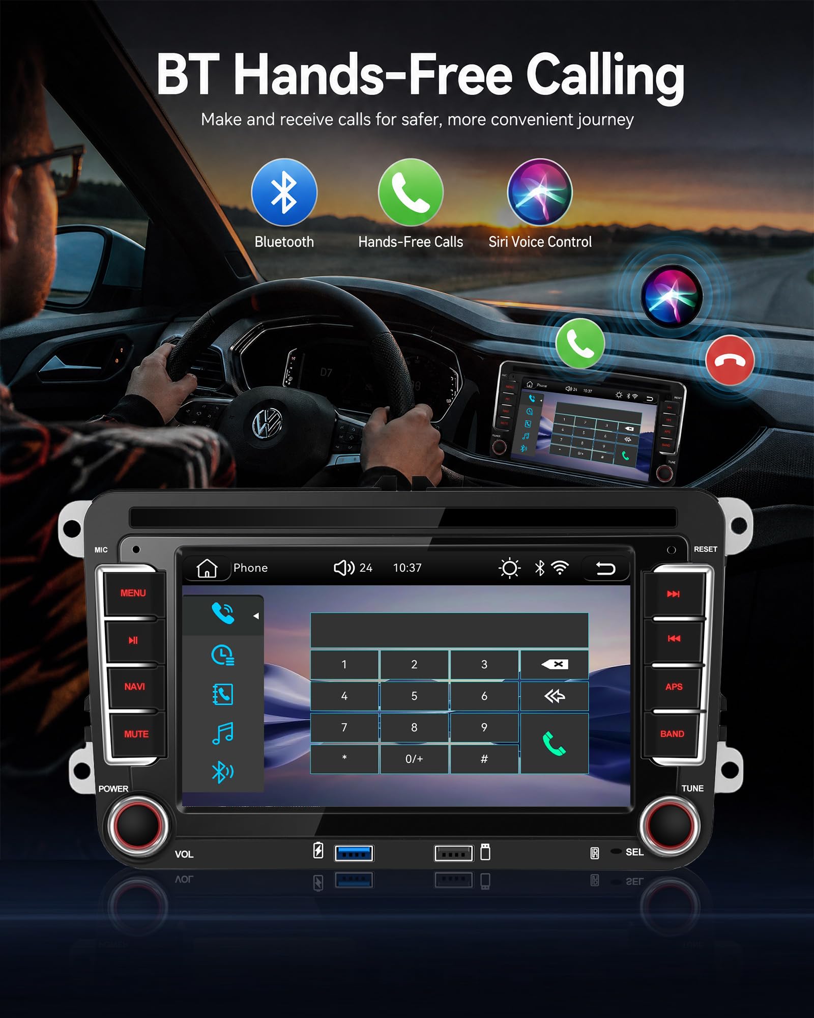 CAMECHO VW Carplay Autoradio pour VW Passat B6/B7 2005-2014 Golf 5 Golf 6