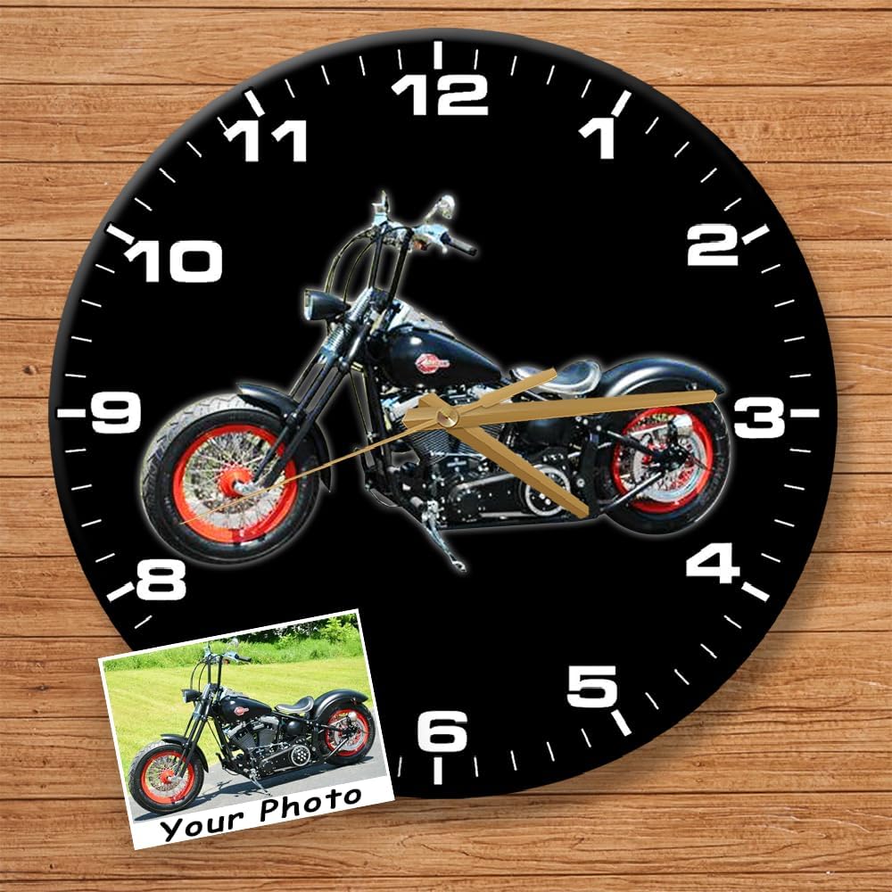 Personalized Photo Trike Motorcycle Wall Clock for Trikers, 12 Inch MFD Acrylic Clock, Trike Motorcycle Decor, Triker Mom Gifts, Triker Grandmas, Trike Lovers Best Gifts (Wall Clock1)