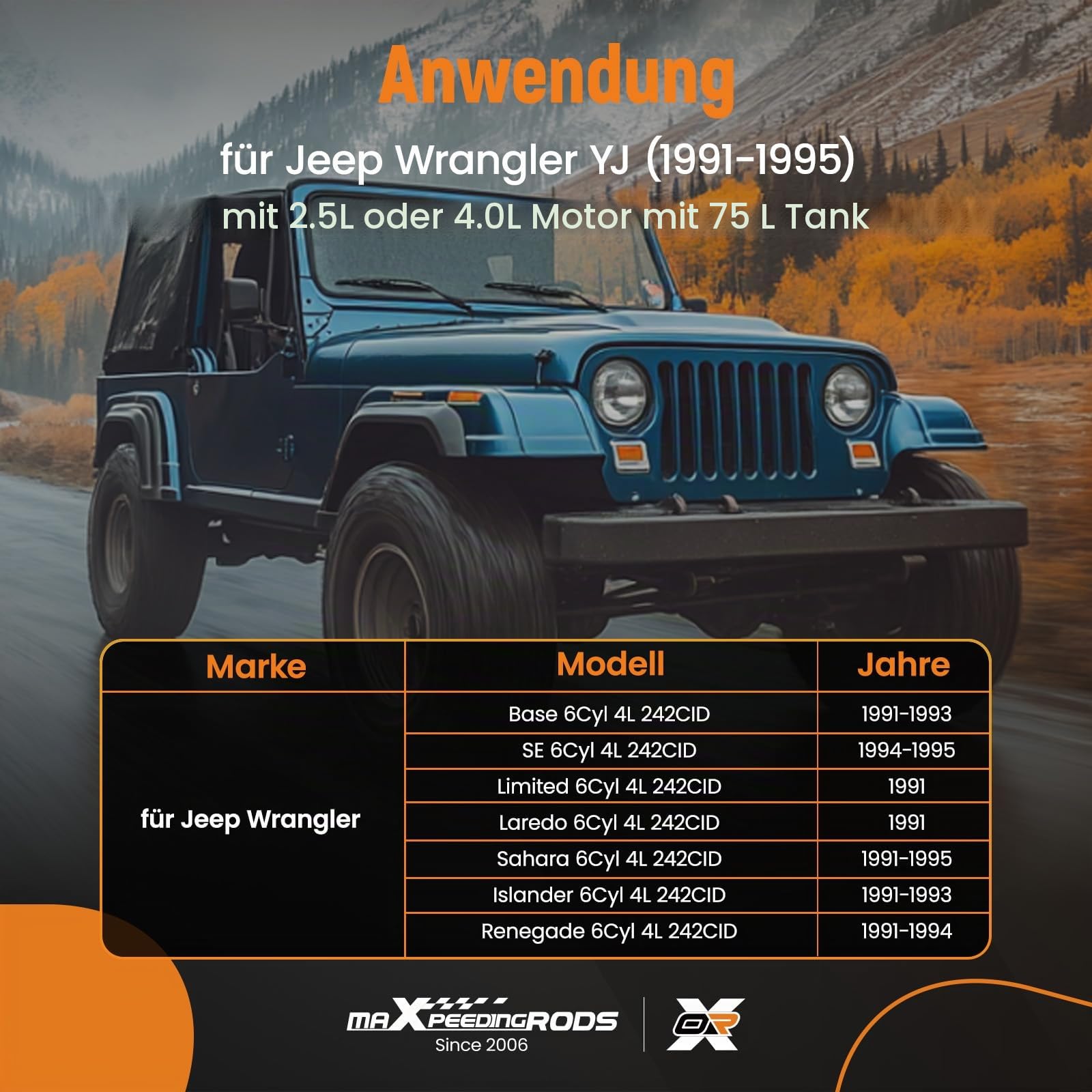 maXpeedingrods Pompe à essence carburant for Wrangler YJ 1991-1995 52018391