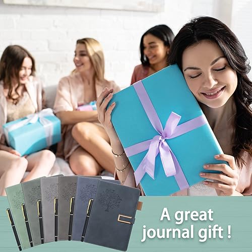 Miniatura 7 de Xinnun Juego de 6 diarios de cuero para mujeres y hombres, regalos de Navidad para empleados, compañeros de trabajo, cuadernos de escritura de tapa