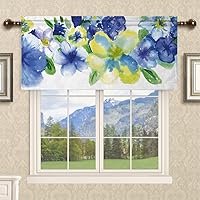 Vista 14 de Cortina cenefa, patrón japonés floral, cortinas de cocina, con bolsillo para cortina, cenefa de tratamiento para ventana de baño, 42 x 18 pulgadas