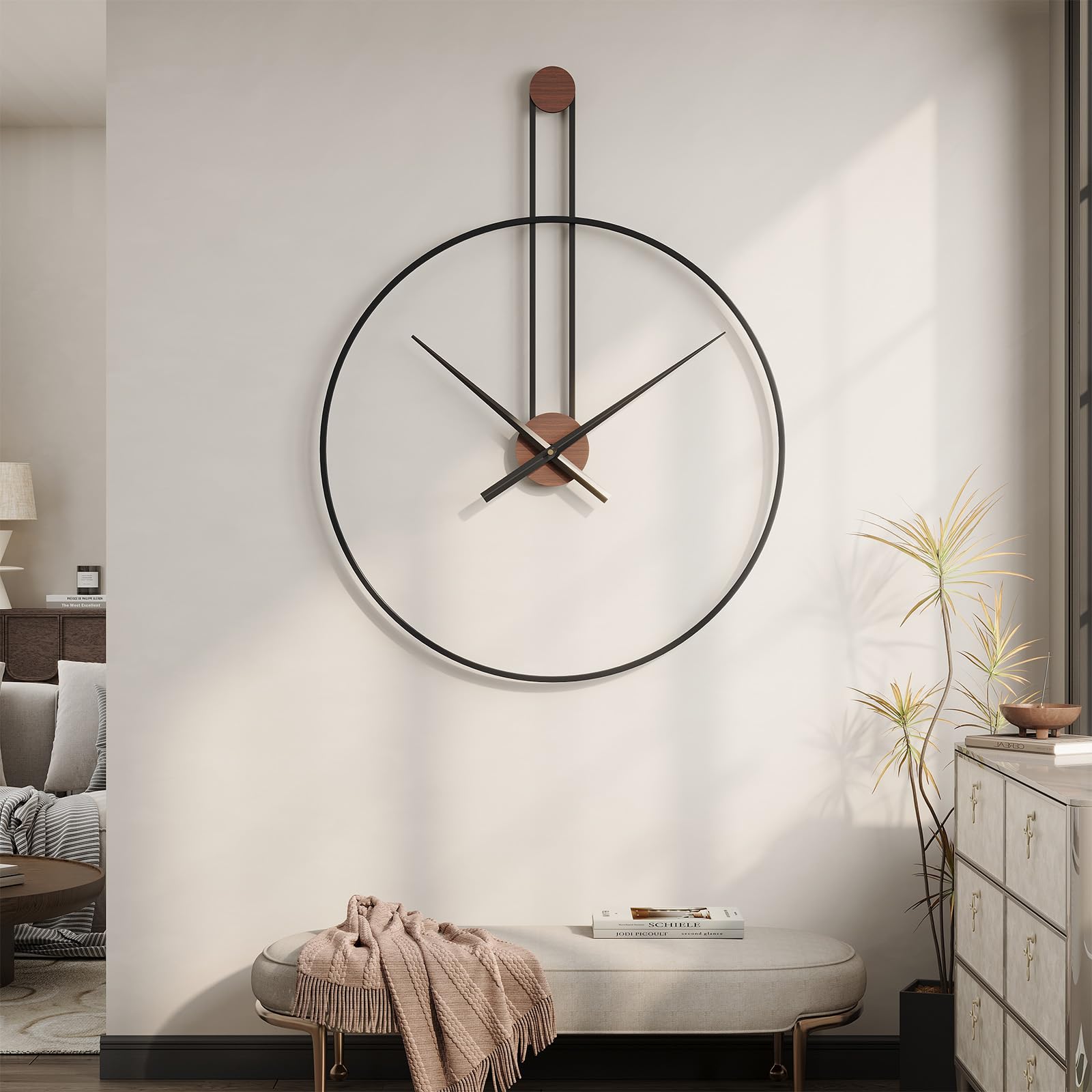 Photo 1 of Cuspin 36 Inch Large Wall Clock, Modern Black Metal Clocks for Living Room