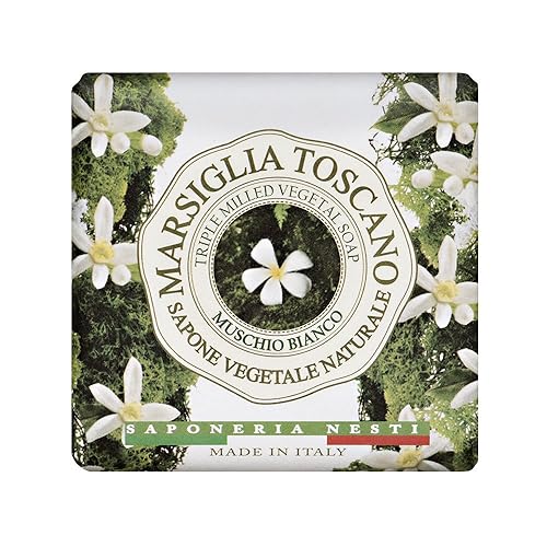 Nesti Dante Marsiglia Toscano - Jabón vegetal molido triple, Muschio Bianco, 7 onzas