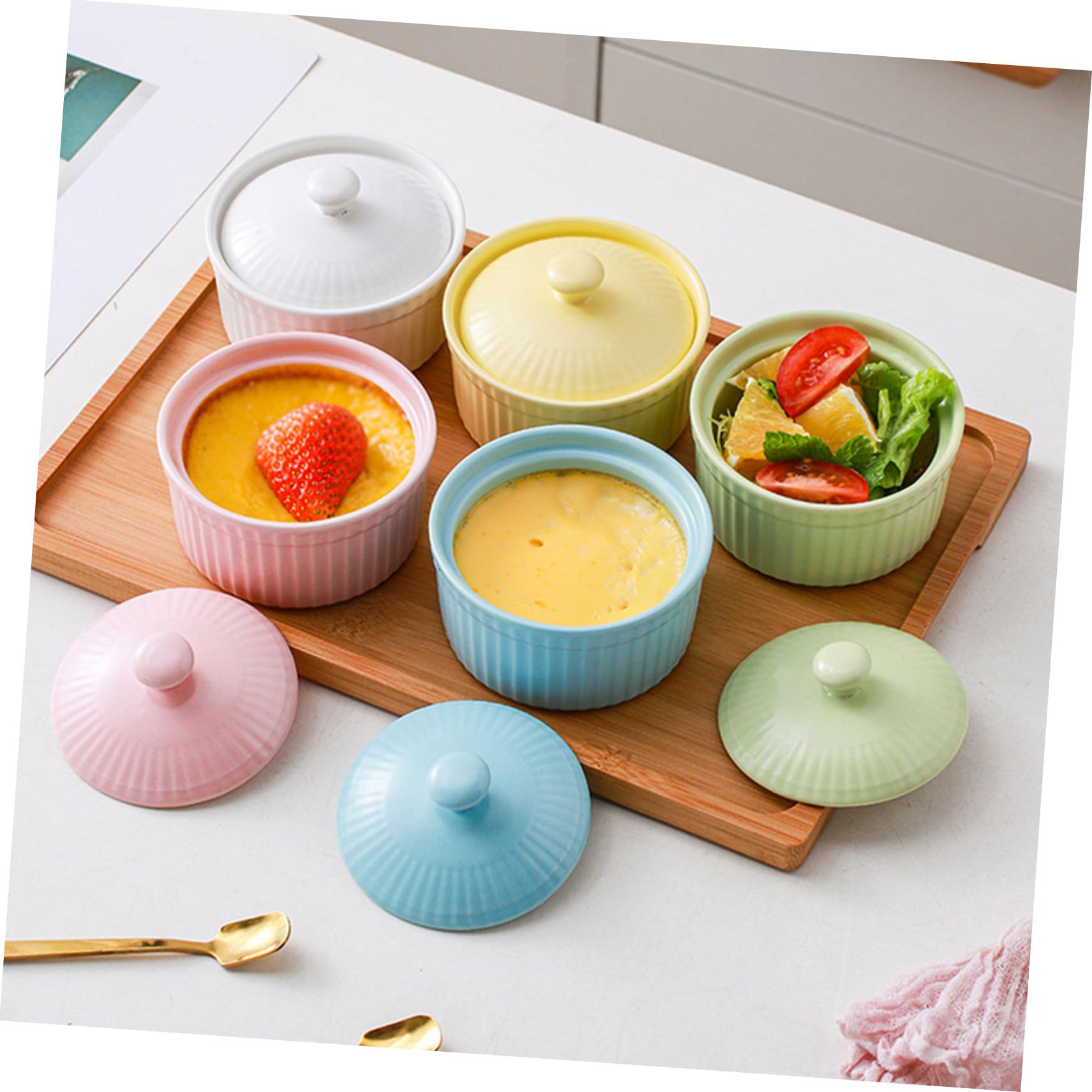 Keramik Souffléform mit Deckel, Grün, 1 Stück für Backen