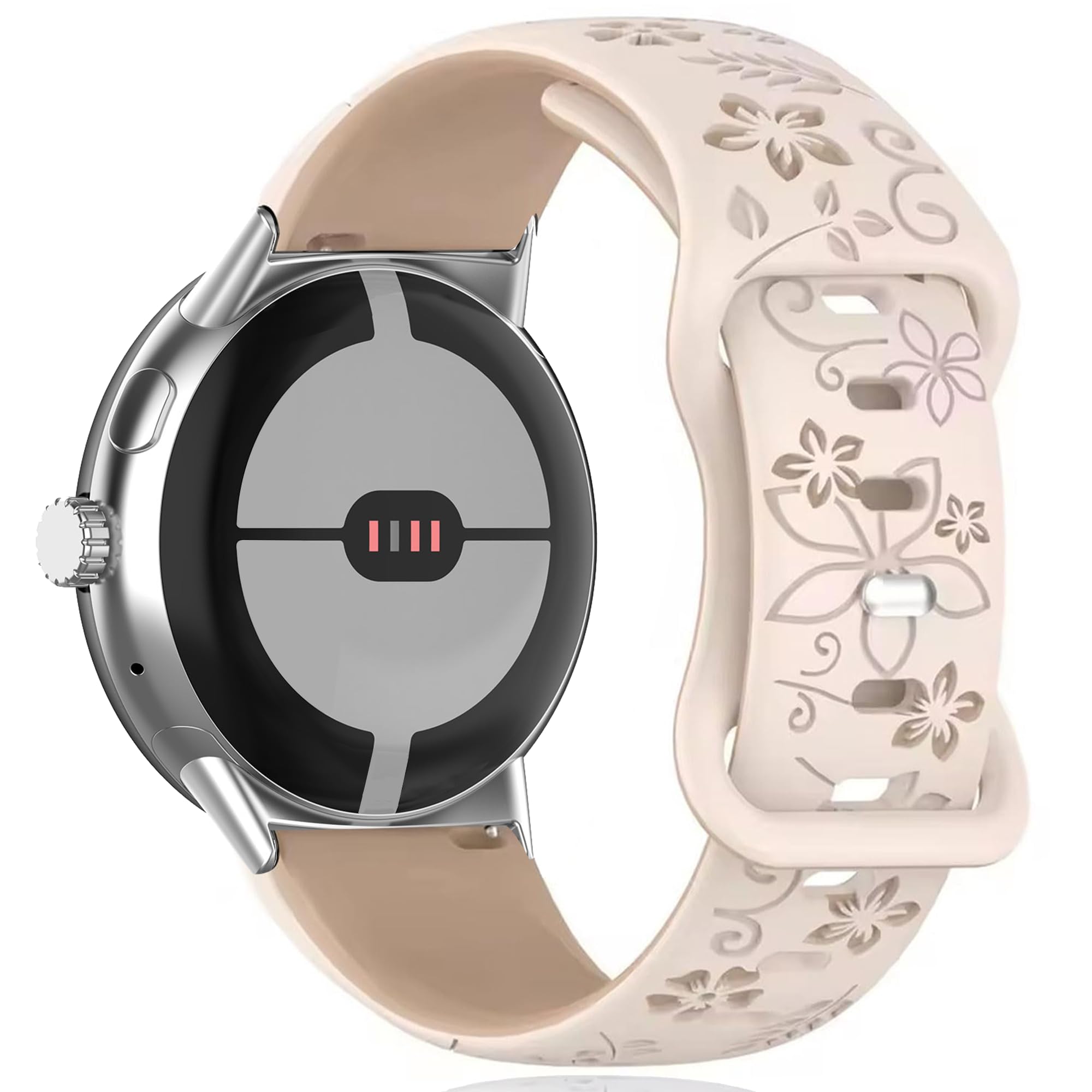 [MELEJIA] For Google Pixel Watch 4 45mm / Pixel Watch 3 45mm バンド コンパチブル グーグルピクセルウォッチ 交換ベルト シリコン製 交換バンド スポーツ 長さ調節 柔らか 軽量 防水 通気 男女兼用 取り付け簡単 (スターライト + ベージュ)