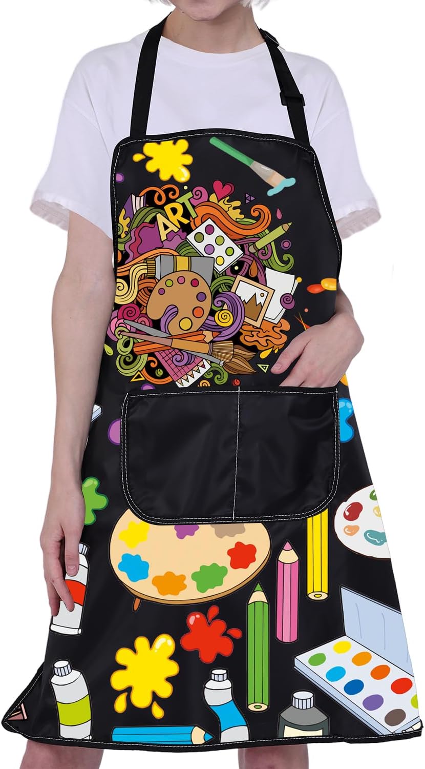 CMNIM アーティストエプロン ペインターへのギフト、ポケット付きエプロン 絵画、クッキングエプロン、絵画愛好家へのギフト、アーテ